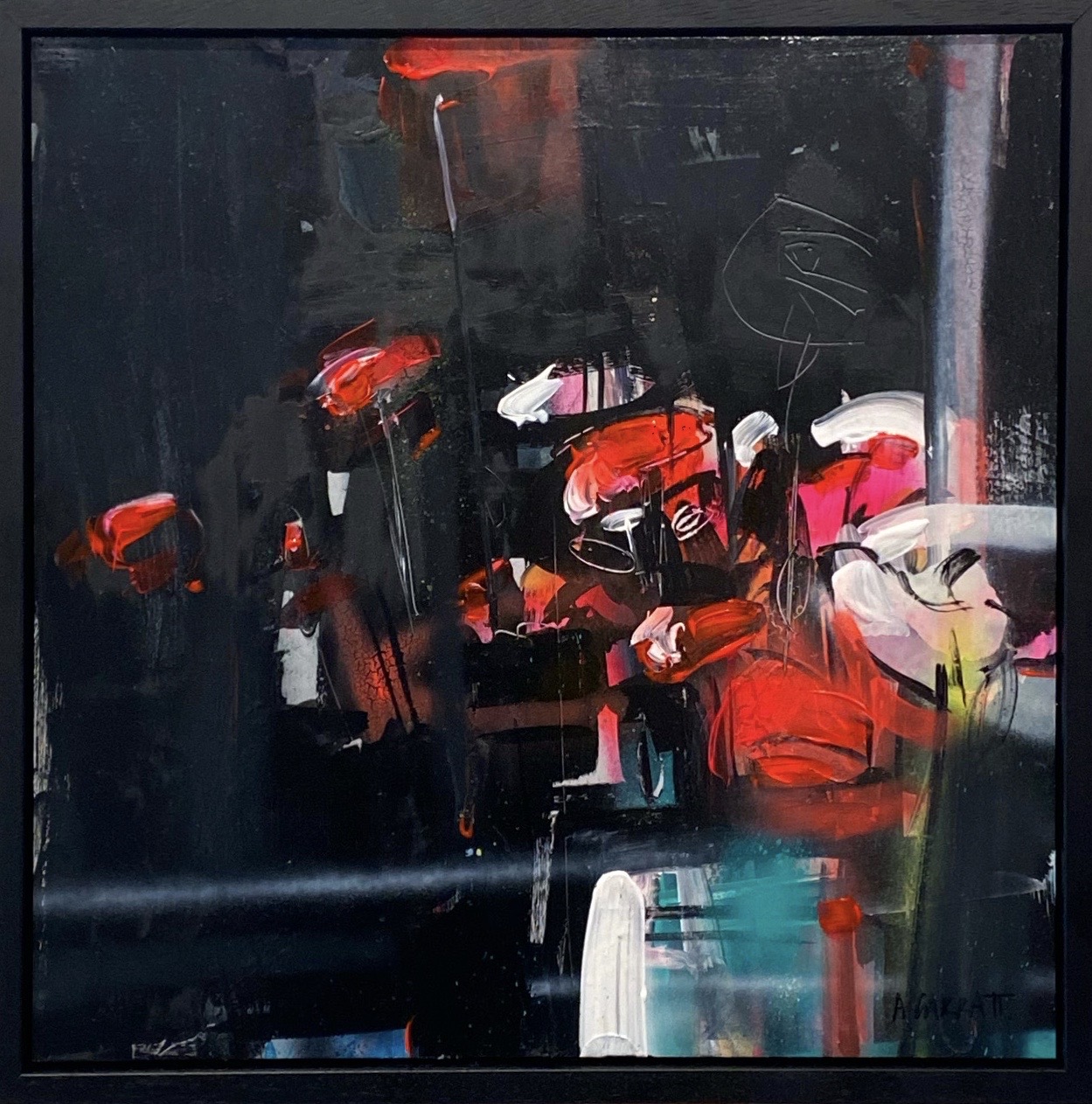Les Fleurs 1 Mixed Media on Aluminium (40 x 40cm) by Anthony Garratt