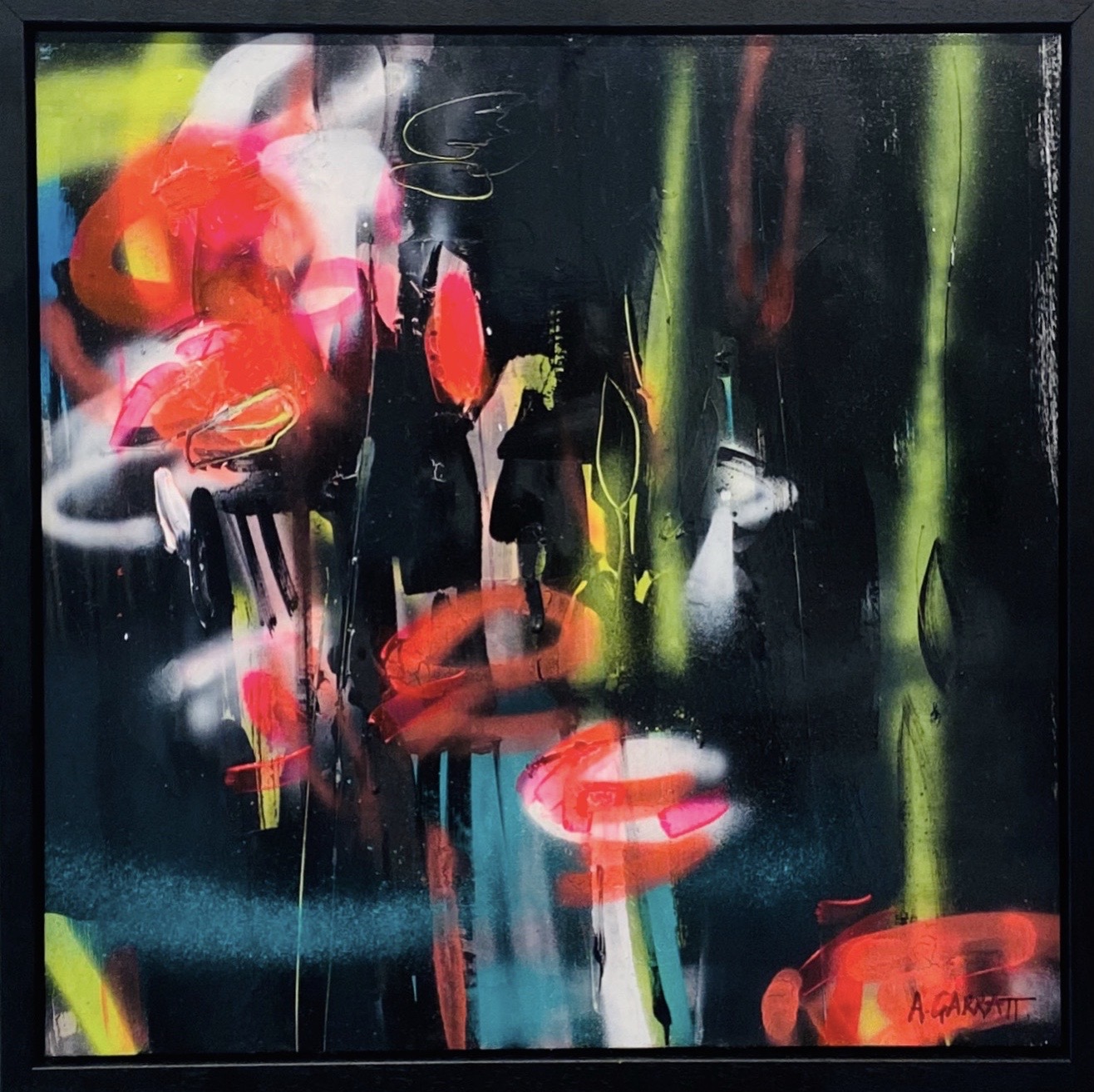 Les Fleurs 2 Mixed Media on Aluminium (40 x 40cm) by Anthony Garratt