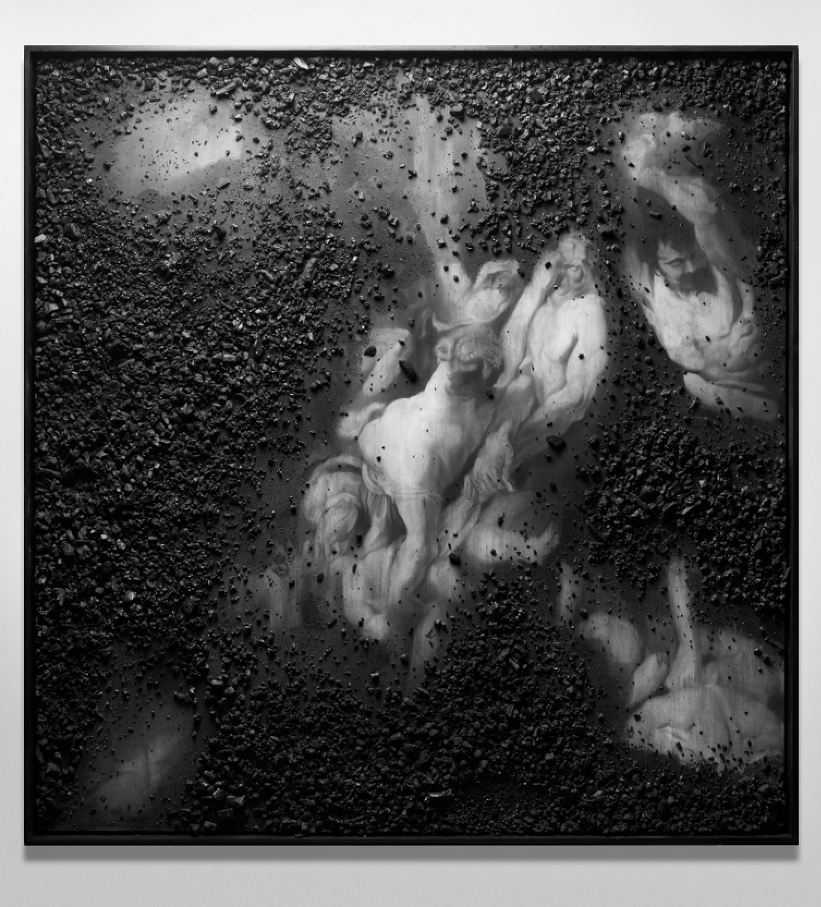 The Veil Oil painting and charcoal on birch panel (178×178cm) by Dean Fox + James Rawson